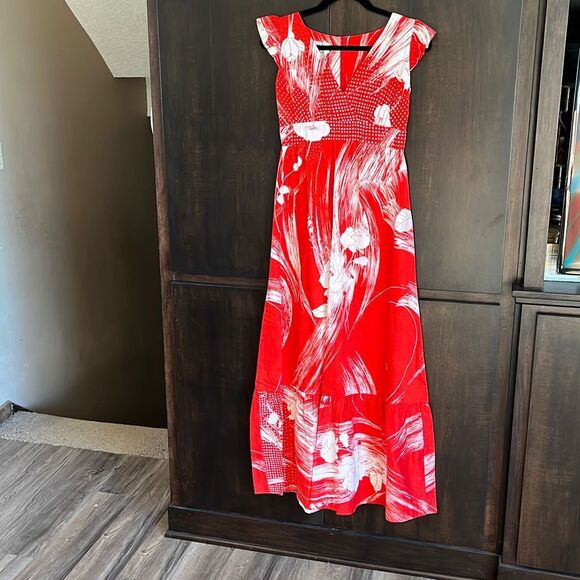 Vintage Mildred’s Of Hawaii Red Maxi Dress 70’s Size 6 - Picture 2 of 7